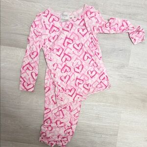 Esme Pink Heart Kids Pajama Set